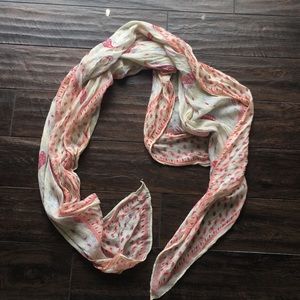 Cream, Blue, & Red Scarf